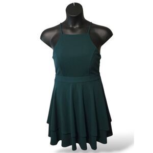 Trixxi Emerald Green Lace Back Sequined Skater Dress – NWT Size Large